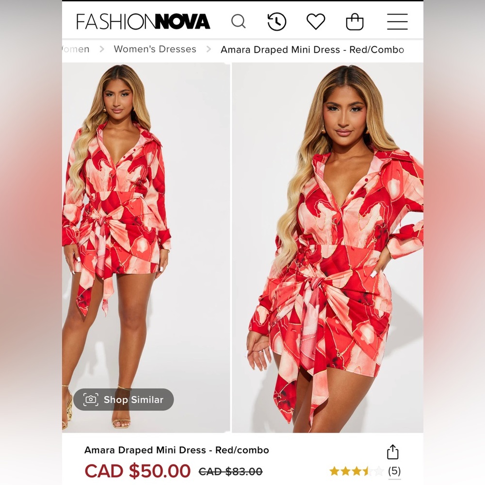 Draped mini dress - FASHION NOVA BRAND NEW